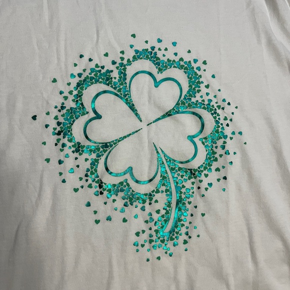 J. Crew Women’s Bling Bling Shamrock Graphic Tee - Size L - Picture 4 of 7
